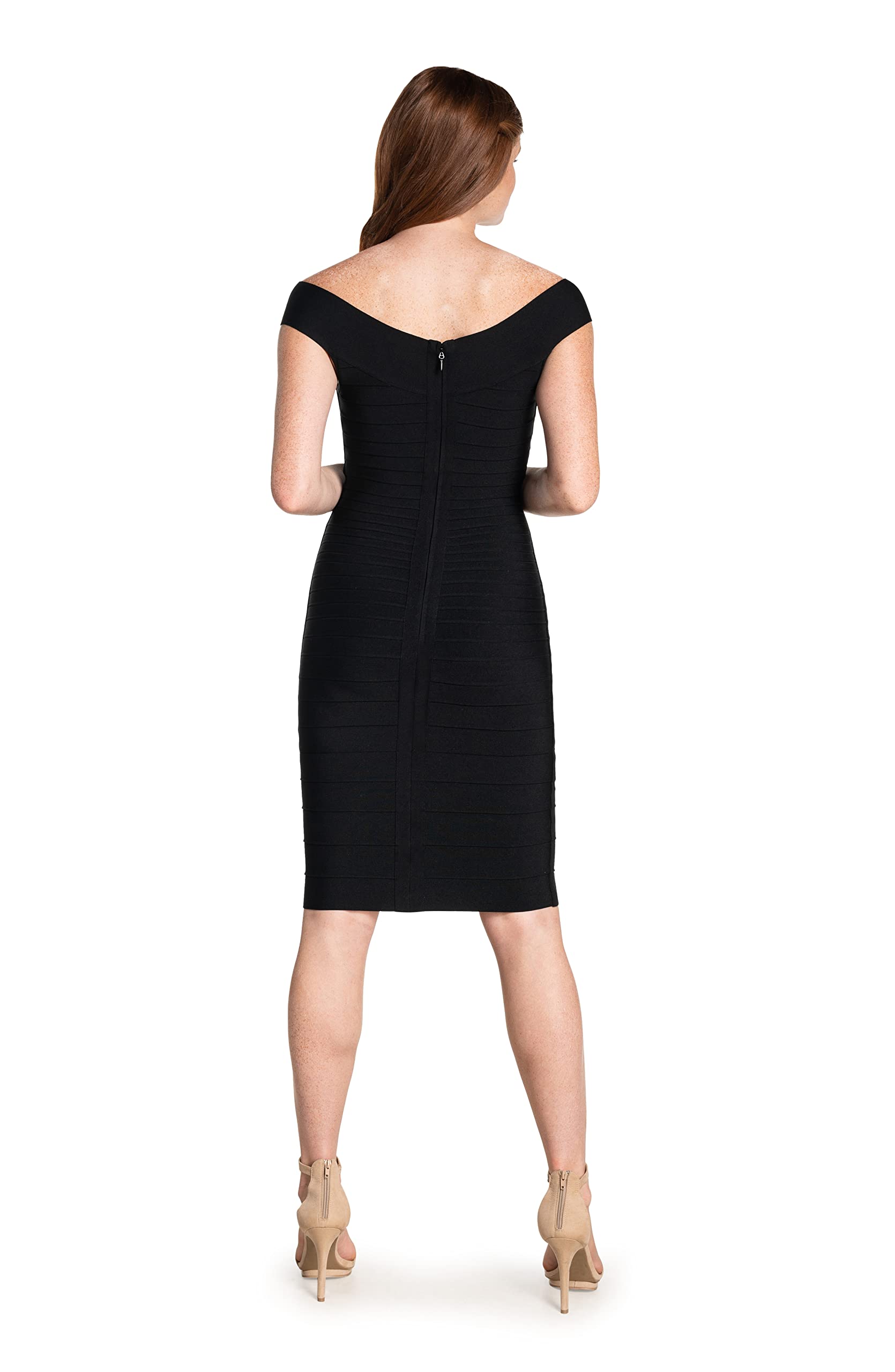 Dress the Population Women's Maia Off Shoulder Low Neck Above Knee Bodycon Dress - Image 3