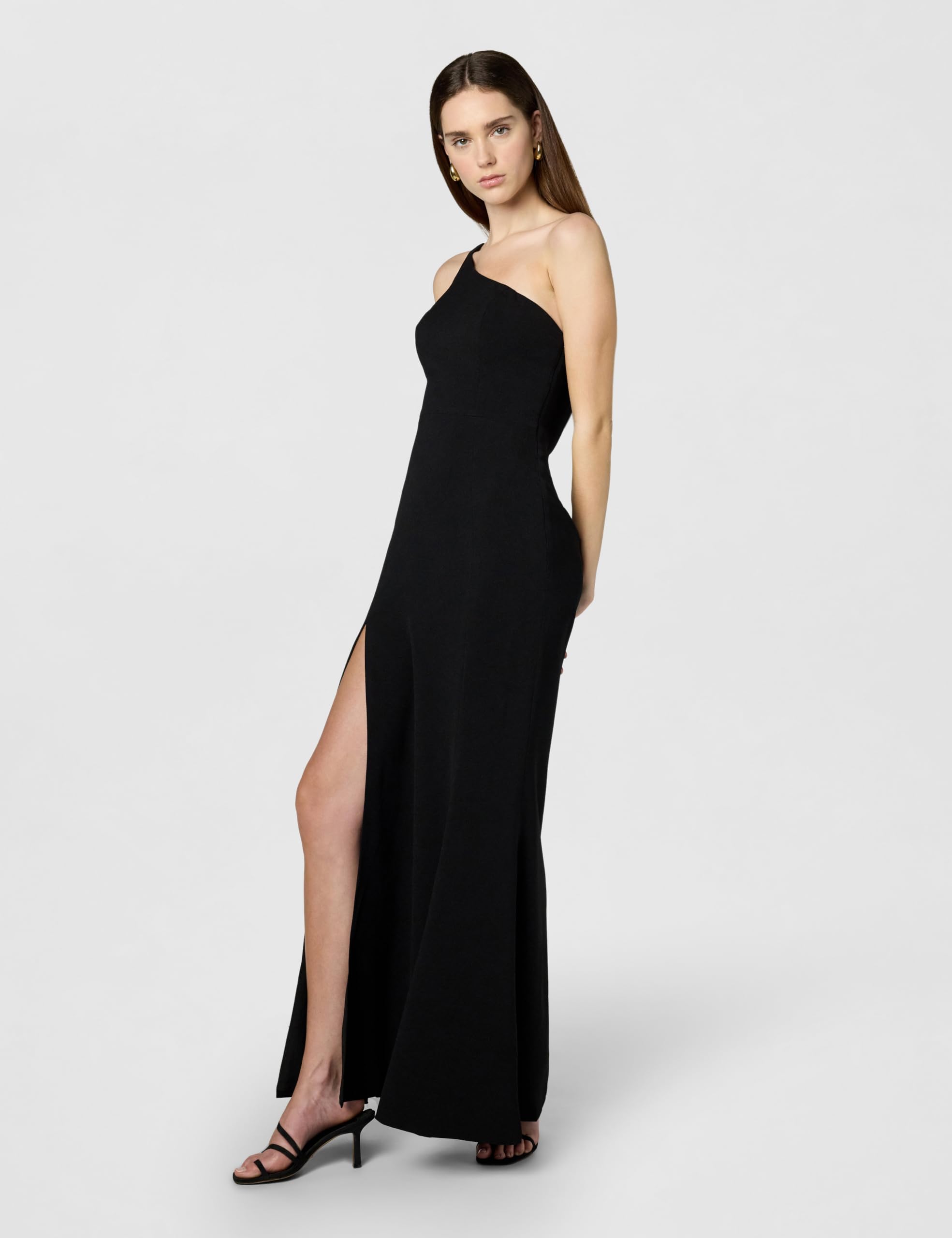 Dress the Population Womens Amy Asymmetrical Neckline Sleeveless High Slit Maxi Dress - Image 6