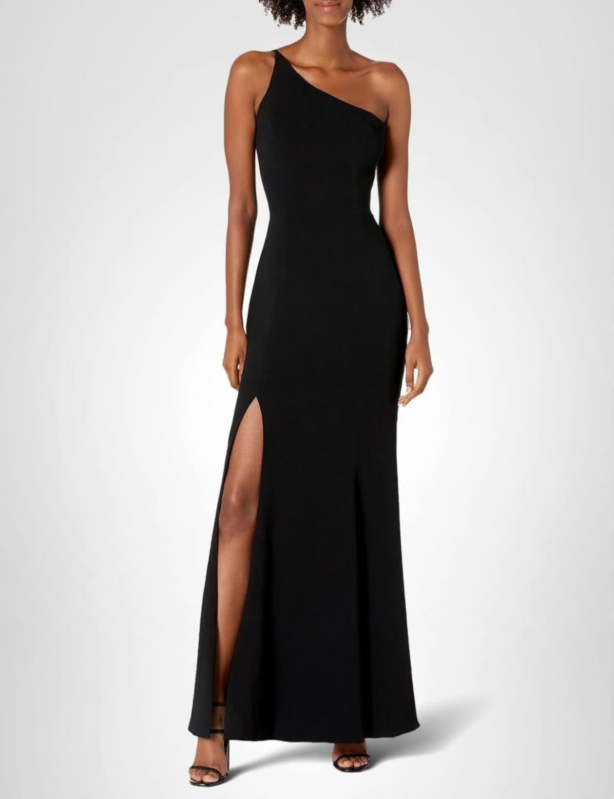 Dress the Population Womens Amy Asymmetrical Neckline Sleeveless High Slit Maxi Dress - Image 7