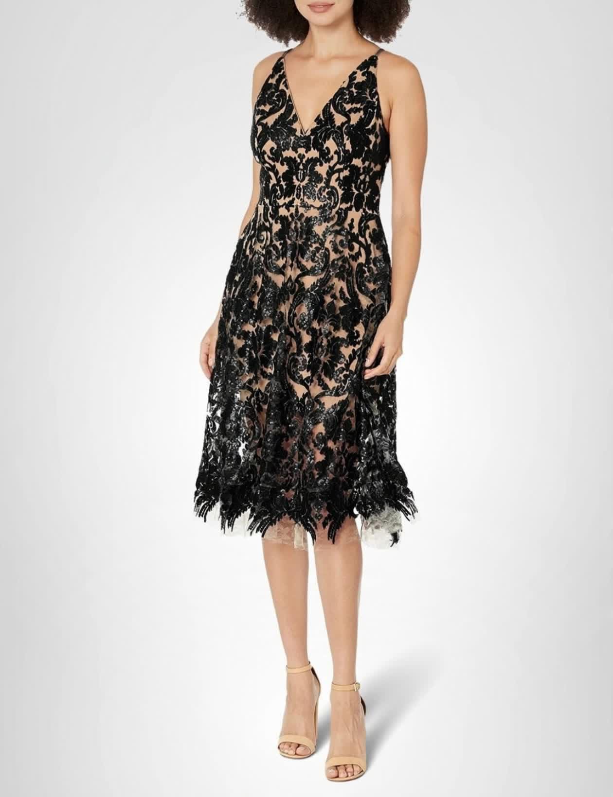 Dress The Population Womens Blair Plunging Fit and Flare Midi Dress - Image 7