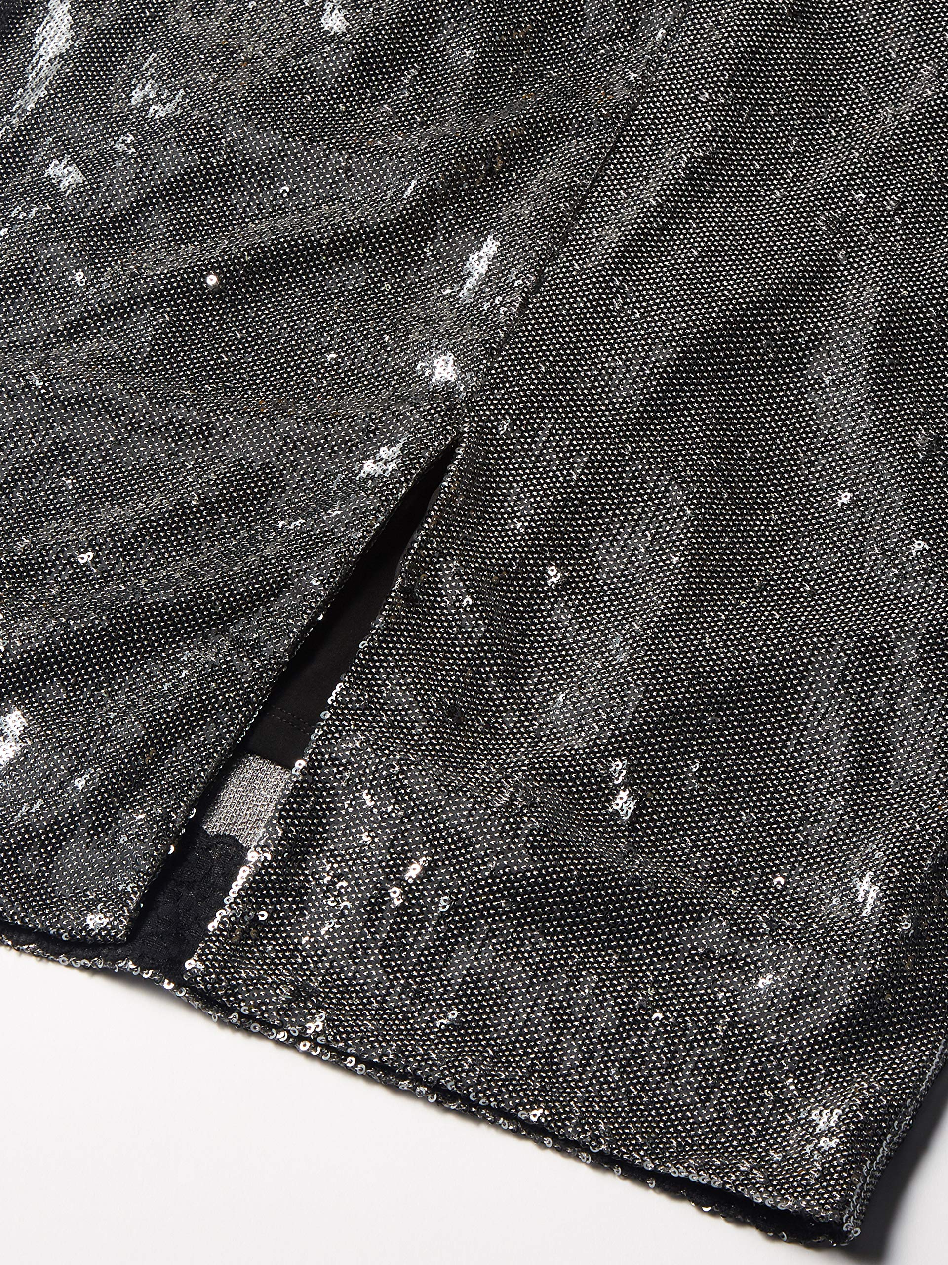 Dress the Population Womens Emilia Long Sleeve Stretch Sequin Drape Front Midi Sheath - Image 3